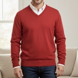 Alan Flusser Vibrant Red V-Neck Sweater